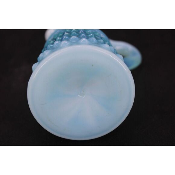 Fenton Blue Opalescent Hobnail Oil Cruet Mini Pitcher Clear No Stopper - Picture 7 of 9